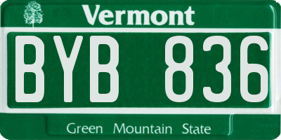 VT license plate BYB836