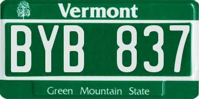 VT license plate BYB837