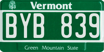 VT license plate BYB839