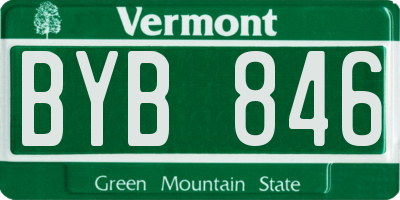 VT license plate BYB846