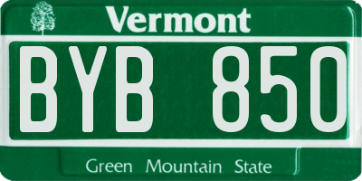 VT license plate BYB850
