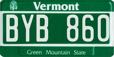 VT license plate BYB860