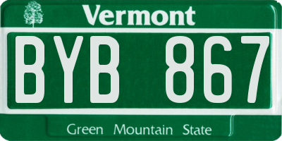 VT license plate BYB867