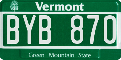 VT license plate BYB870