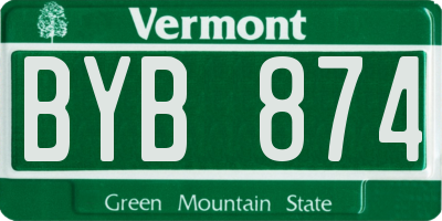 VT license plate BYB874