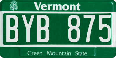 VT license plate BYB875