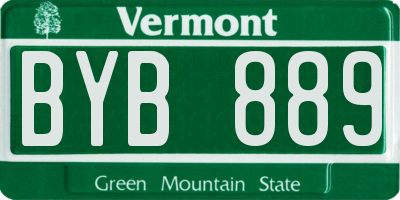 VT license plate BYB889