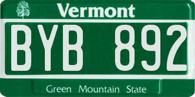VT license plate BYB892