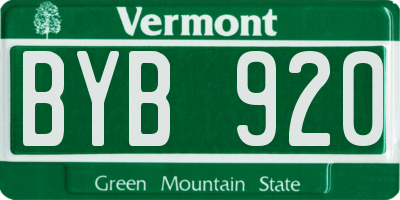 VT license plate BYB920
