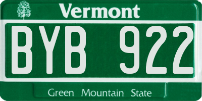 VT license plate BYB922
