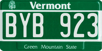VT license plate BYB923