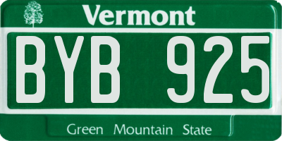 VT license plate BYB925