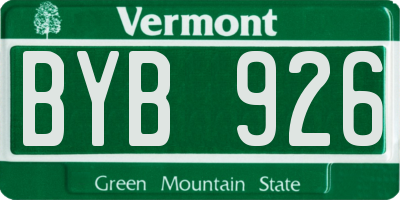 VT license plate BYB926