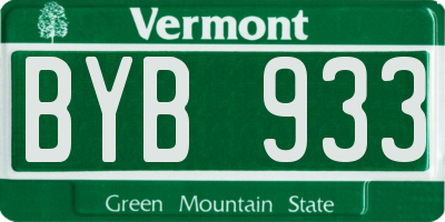 VT license plate BYB933