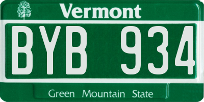 VT license plate BYB934