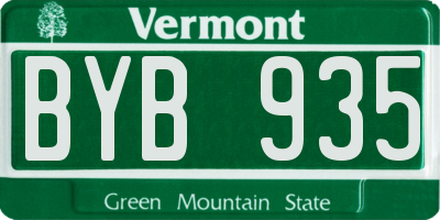 VT license plate BYB935