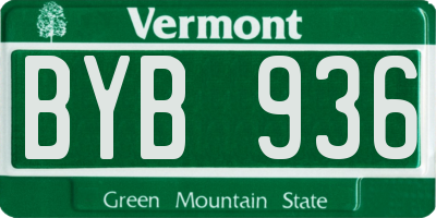 VT license plate BYB936