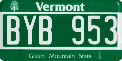 VT license plate BYB953