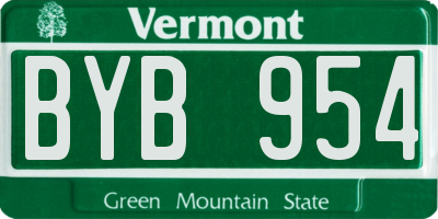 VT license plate BYB954