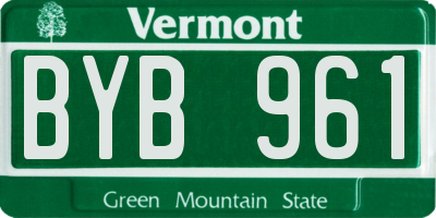 VT license plate BYB961