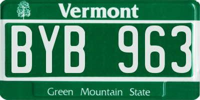 VT license plate BYB963
