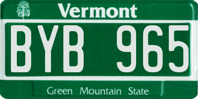 VT license plate BYB965