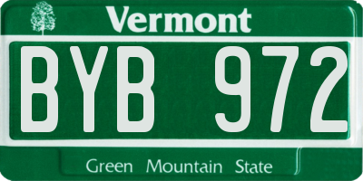 VT license plate BYB972