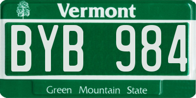 VT license plate BYB984