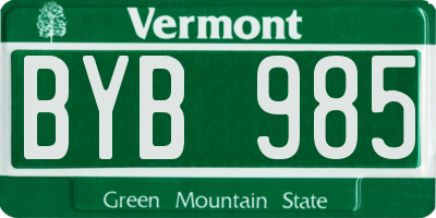 VT license plate BYB985