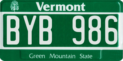 VT license plate BYB986