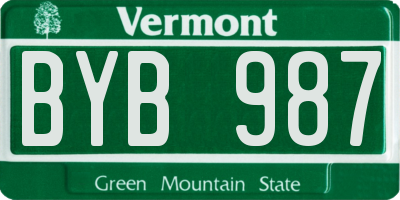 VT license plate BYB987
