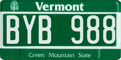 VT license plate BYB988