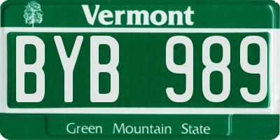 VT license plate BYB989