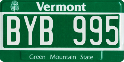 VT license plate BYB995
