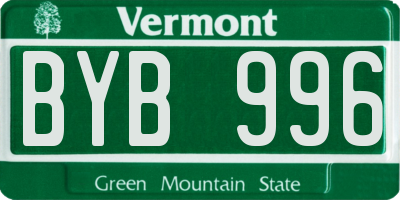 VT license plate BYB996