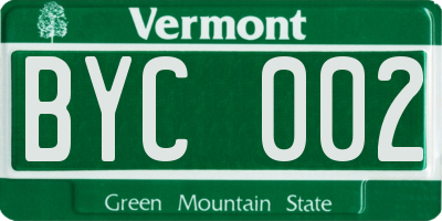 VT license plate BYC002
