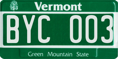 VT license plate BYC003