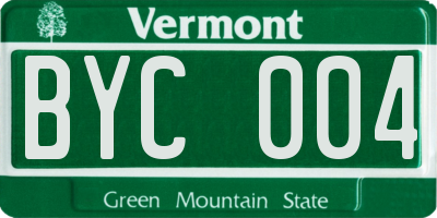 VT license plate BYC004