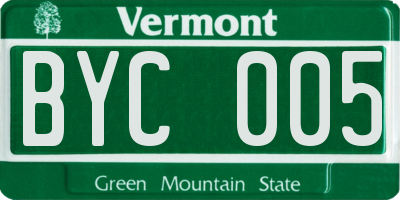 VT license plate BYC005