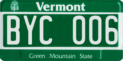 VT license plate BYC006