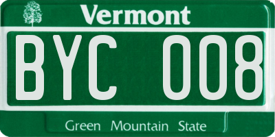 VT license plate BYC008