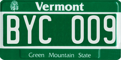 VT license plate BYC009