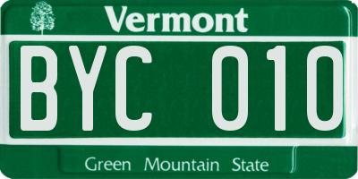 VT license plate BYC010