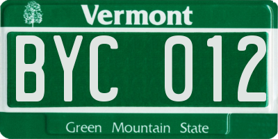 VT license plate BYC012