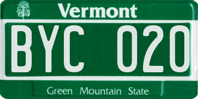 VT license plate BYC020