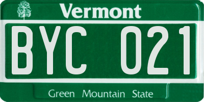 VT license plate BYC021