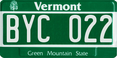 VT license plate BYC022