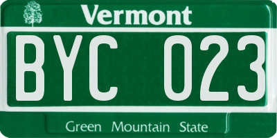 VT license plate BYC023