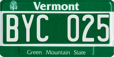 VT license plate BYC025