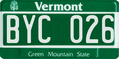 VT license plate BYC026